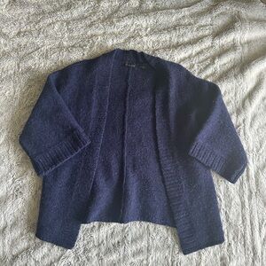 JEANNE PIERRE 100% Wool Deep Blue Women's Cardigan